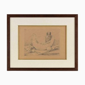 Federico Zandomeneghi, Still Life, Pencil Drawing, Early 20th Century, Framed-ZCI-1759202