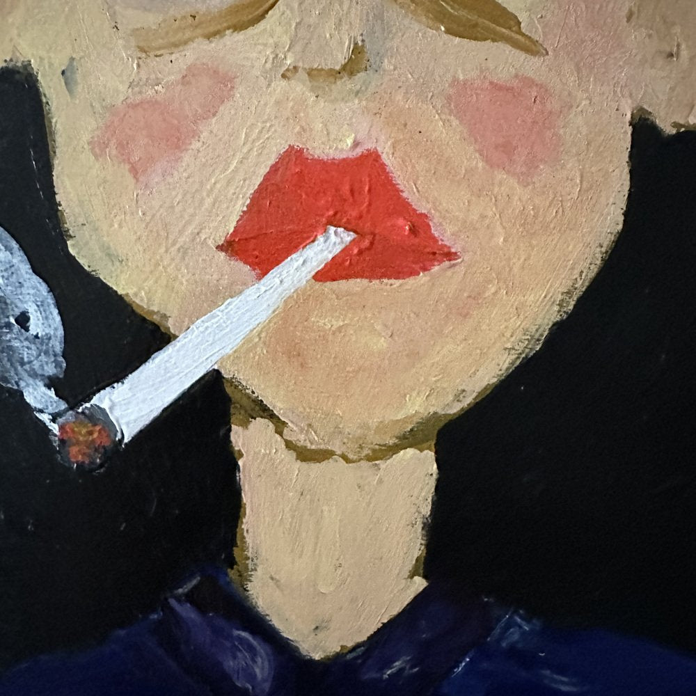 Felix Bachmann, Portrait of a Man, Mixed Media on Wood, 2023