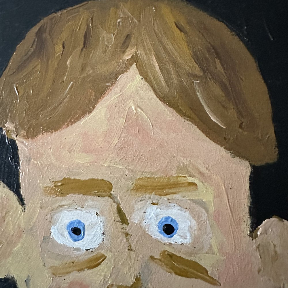 Felix Bachmann, Portrait of a Man, Mixed Media on Wood, 2023