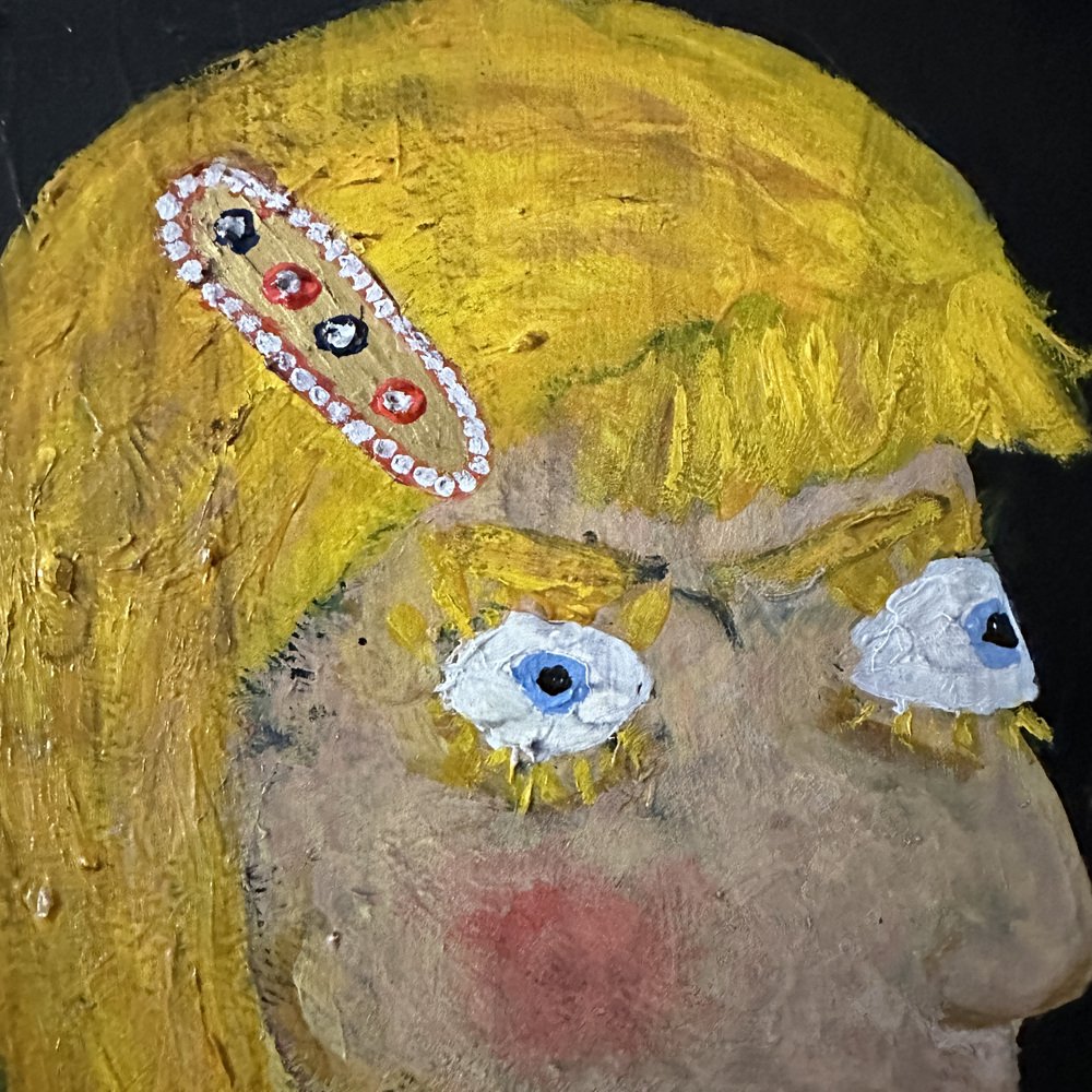 Felix Bachmann, Portrait of a Woman, Mixed Media on Wood, 2023