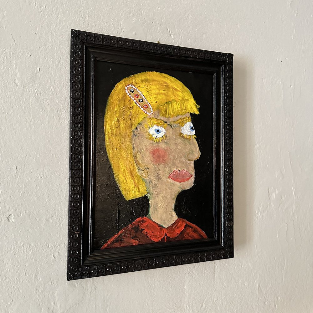 Felix Bachmann, Portrait of a Woman, Mixed Media on Wood, 2023