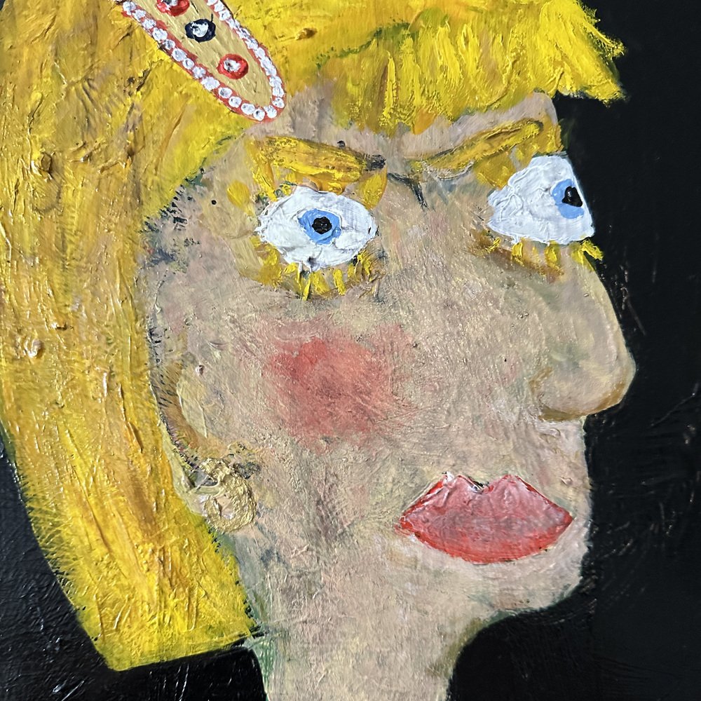 Felix Bachmann, Portrait of a Woman, Mixed Media on Wood, 2023