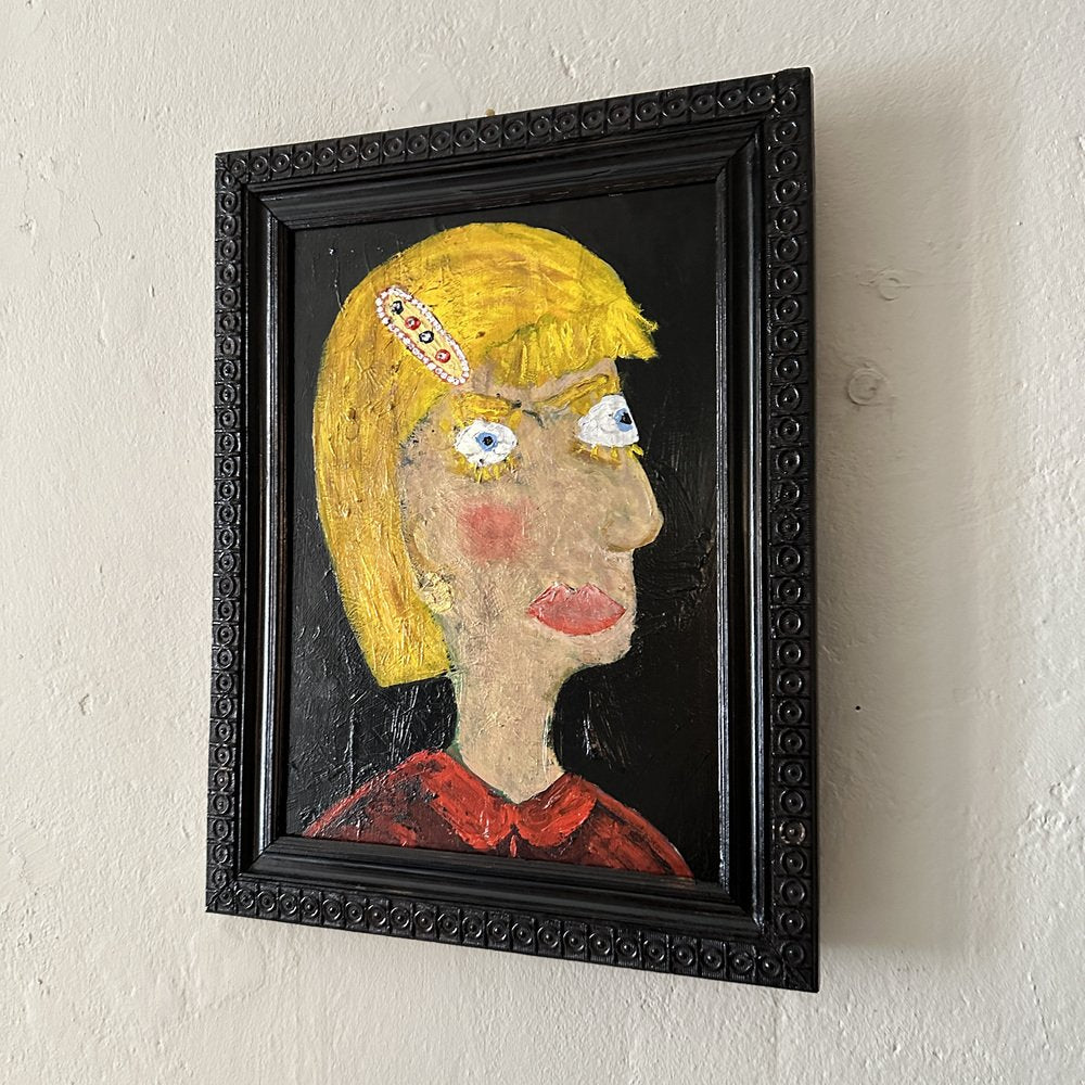 Felix Bachmann, Portrait of a Woman, Mixed Media on Wood, 2023