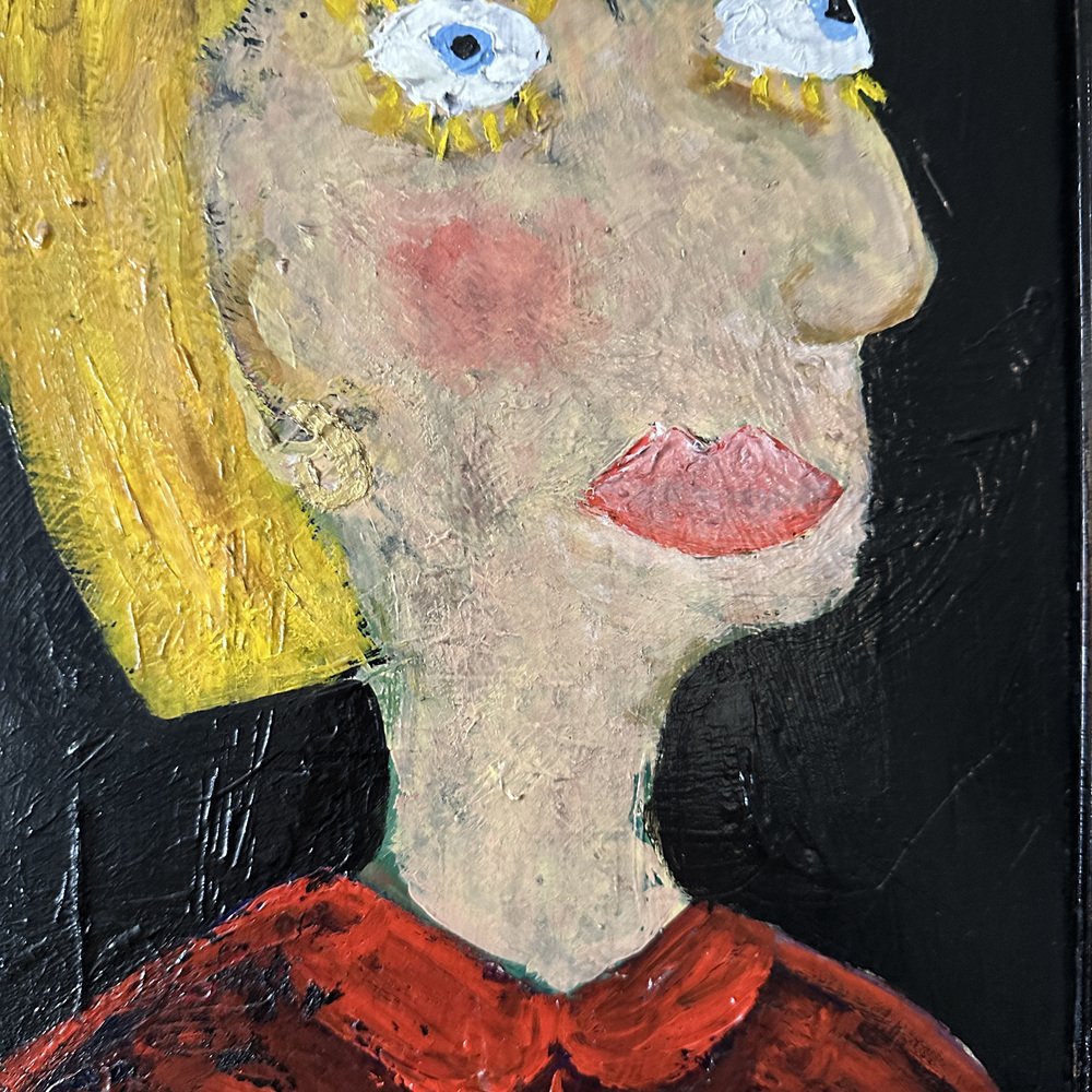 Felix Bachmann, Portrait of a Woman, Mixed Media on Wood, 2023