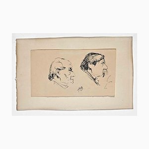 Félix Barrias, Portraits, Ink Drawing, Late 19th Century-ZCI-2029114