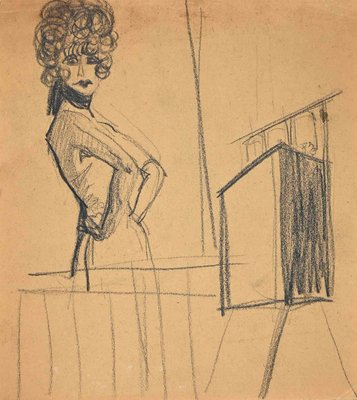 Female Figure, Original Pencil Drawing, Mid 20th-Century-ZCI-1268879