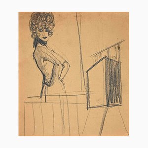 Female Figure, Original Pencil Drawing, Mid 20th-Century-ZCI-1268879