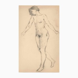 Female Nude Figure in Profile, Original Drawing, Early 20th-Century-ZCI-1164312