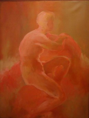 Female Red Nude - Oil on Canvas by L. Barbarini - 1998 1998-ZCI-756380