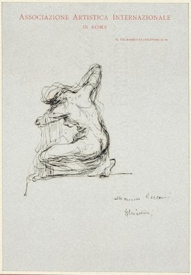 Feminine Figure Drawing in Pen by Giovanni Nicolini-ZCI-778564