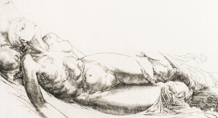 Femme Allongée / Lying Woman - Original Etching and Drypoint by J.P. Velly 1969-ZCI-756330