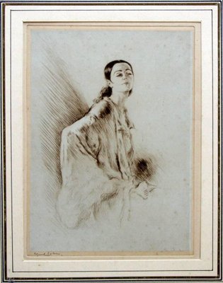 Femme au Chale - Original Etching by Edgar Chahine 1900-1910 ca-ZCI-758907