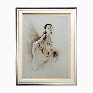 Femme au Chale - Original Etching by Edgar Chahine 1900-1910 ca-ZCI-758907