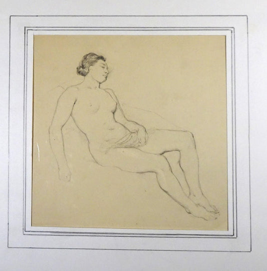 Femme Nue - Original Pencil Drawing by Horace Vernet - Mid 1800 Mid 1800