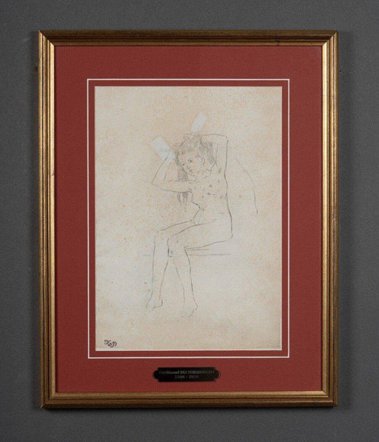 Ferdinand du Puigaudeau, Nude Woman, Drawing, Framed