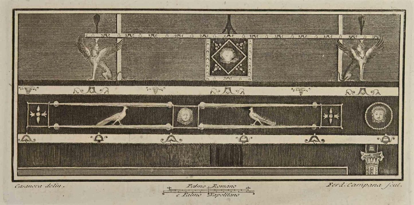 Ferdinando Campana, Ornamental Pompeian Style, Etching, 18th Century