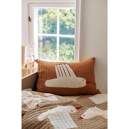 Ferm Living Bird Quilted Pillow Rectangular Sugar Kelp