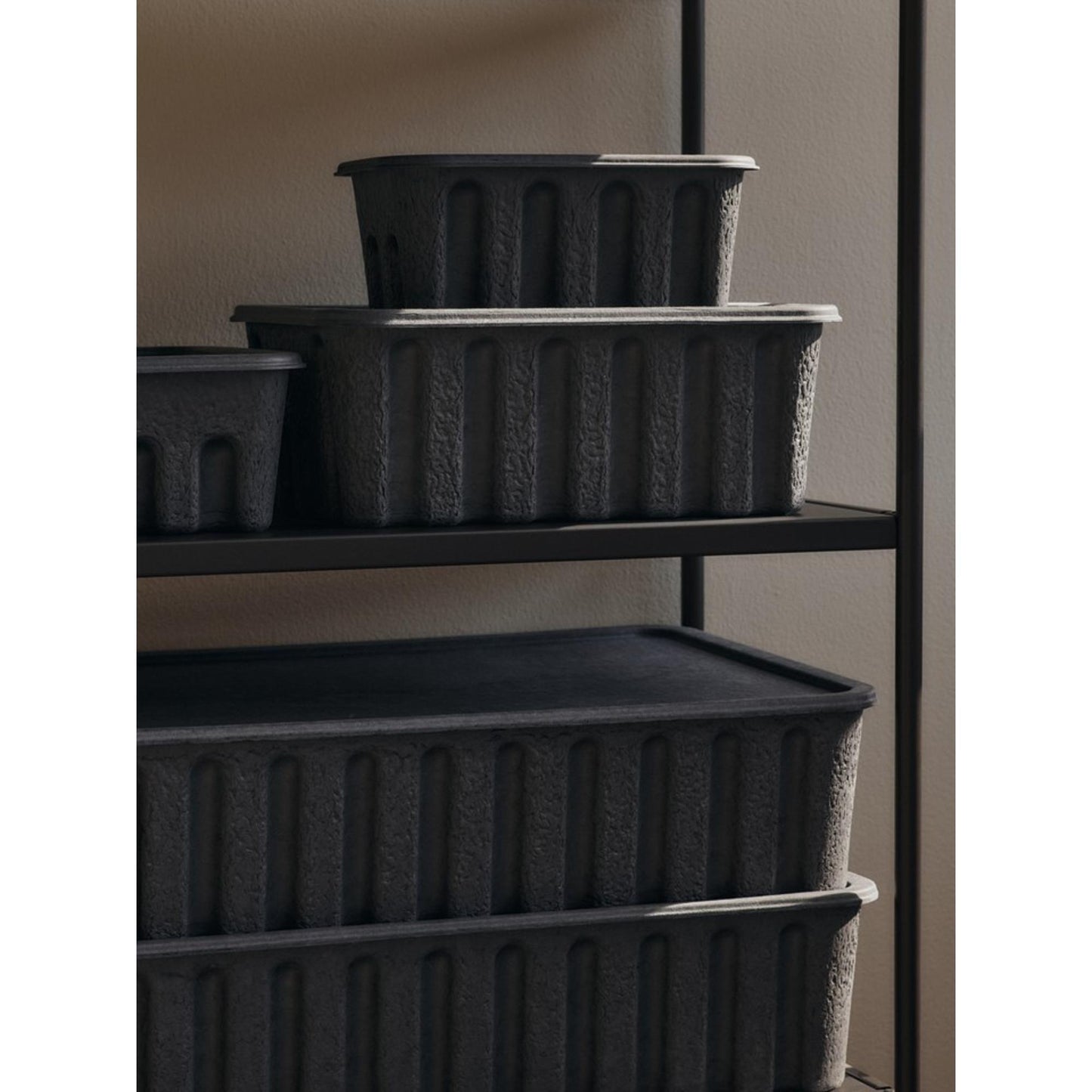 Ferm Living Paper Pulp Storage Box Set of 2 Large Charcoal