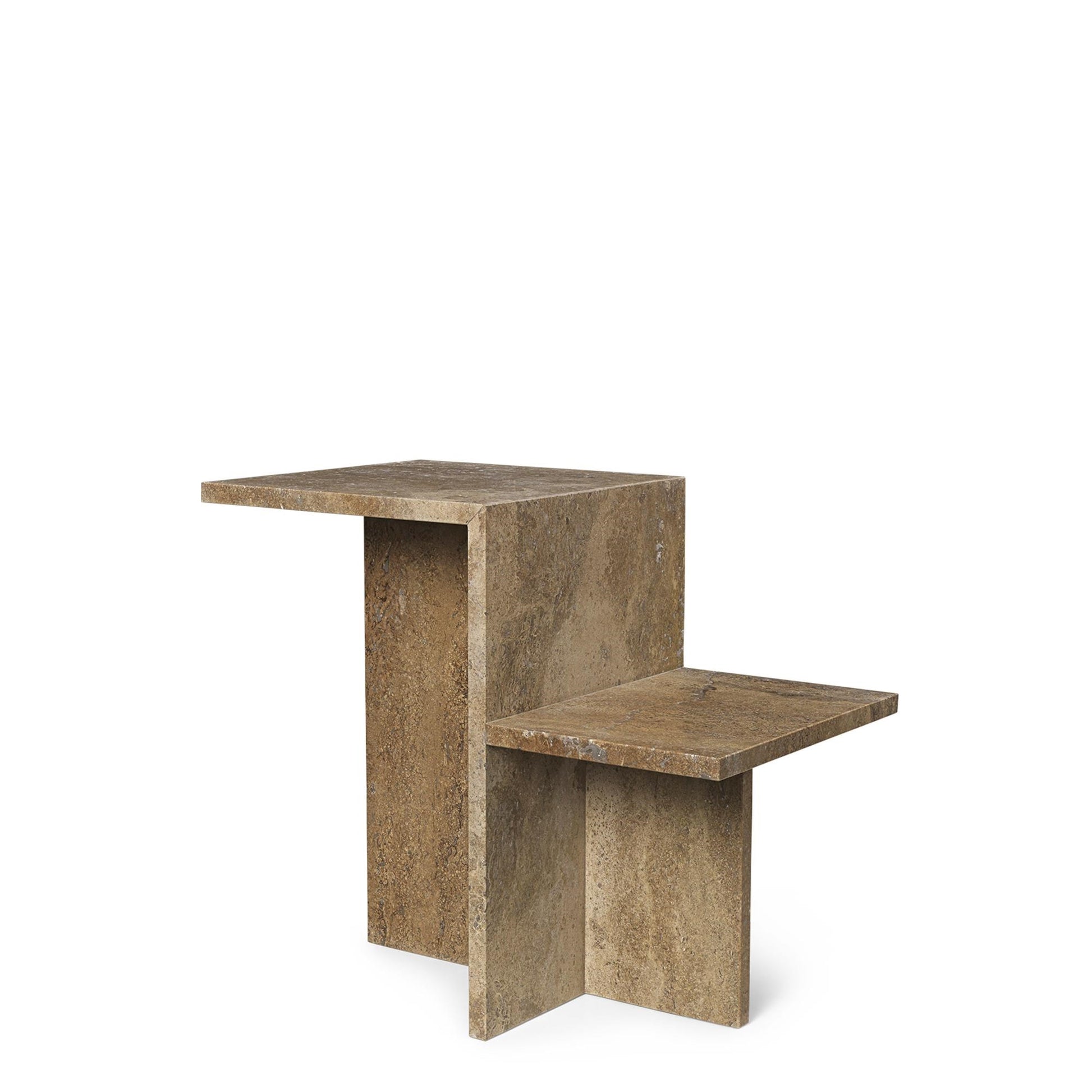 Distinct Side Table H50 by Ferm Living #Dark Brown Travertine