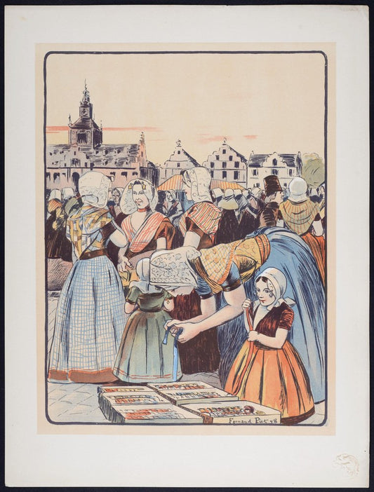 Fernand Piet, Un marché en Zélande, 1899, Lithograph