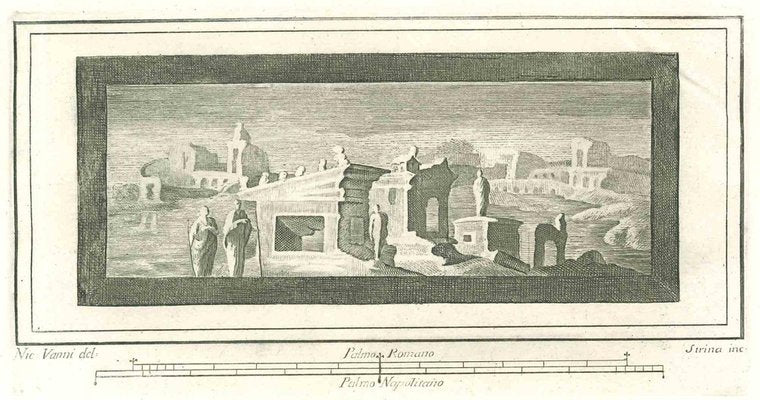 Fernando Strina, Roman Temple Fresco, Etching, 18th Century-ZCI-1788555