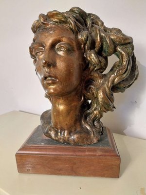 Fernando Troso, Head of Woman, 1920s, Bronze-ACQ-1797590