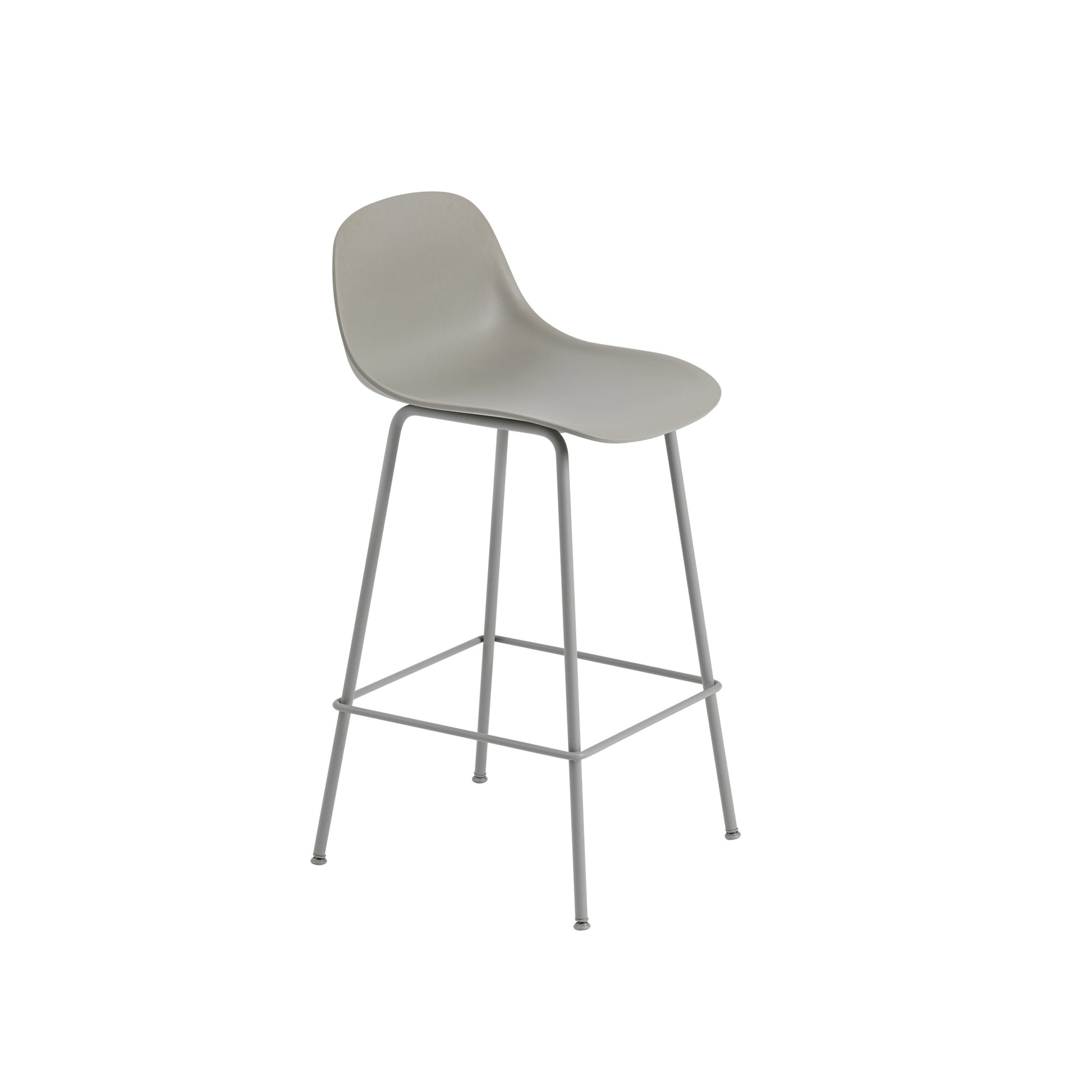 Fiber Bar Stool w. Tube Base And Backrest by Muuto #H87.5 cm/ Gray/ Gray