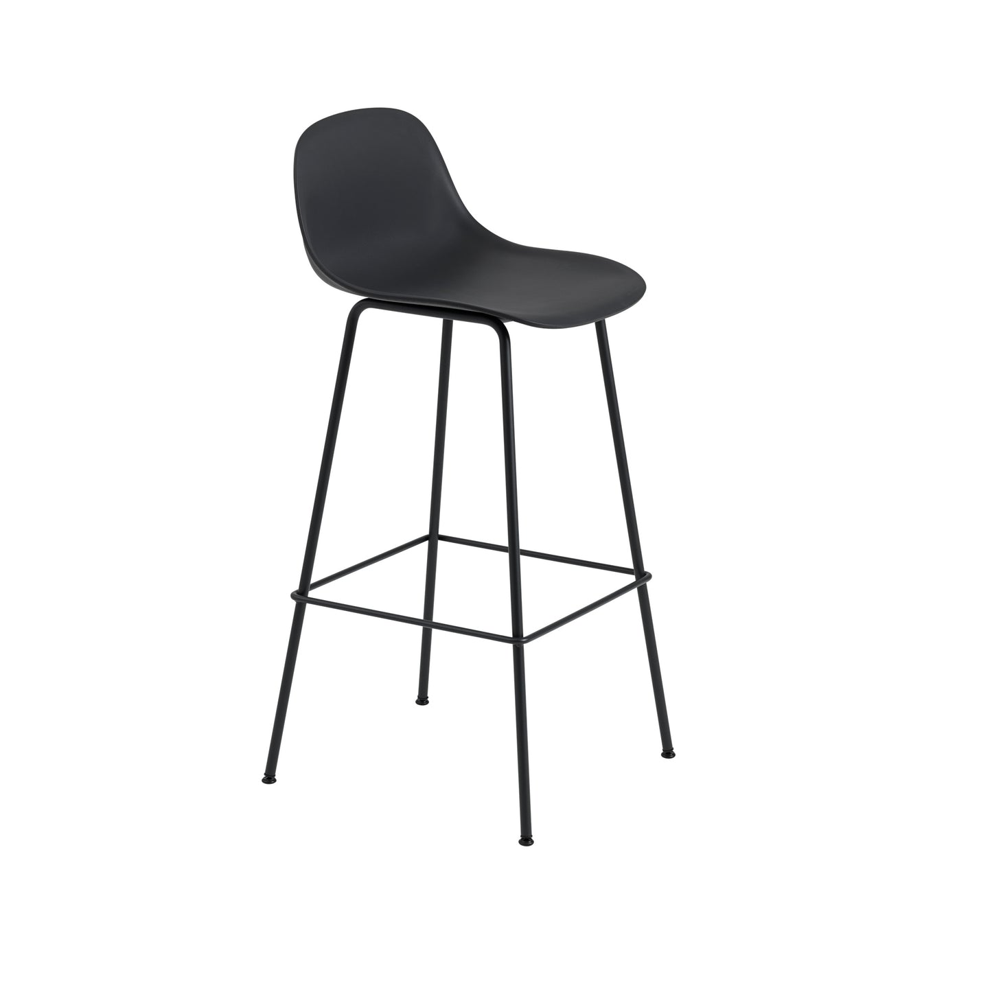 Fiber Bar Stool w. Tube Base And Backrest by Muuto #H97.5 cm/ Black