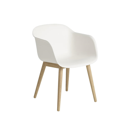 Fiber Dining Chair w. Armrests and Wood Base by Muuto #Natural White/ Oak