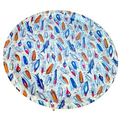 Fiber Glass Platter with Hook and Fish, Italy, 1970s-UR-1361451