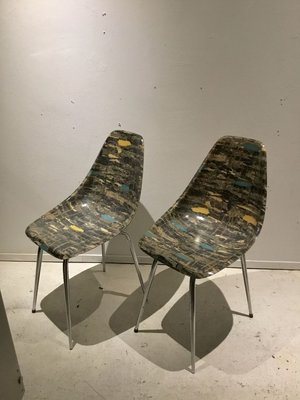 Fibreglass Side Chairs by René Jean Caillette, 1950s, Set of 2