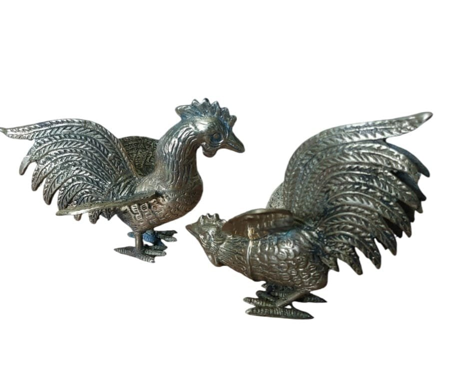 Fighting Roosters in Brass, 1970, Set of 2