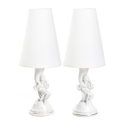 Figural Porcelain Lamps by Józef Szewczyk for Ćmielów, 1937, Set of 2-FSD-1107251