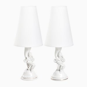 Figural Porcelain Lamps by Józef Szewczyk for Ćmielów, 1937, Set of 2-FSD-1107251