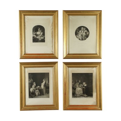 Figurative Scenes, 19th Century, Engravings, Framed, Set of 4-VMM-1156941