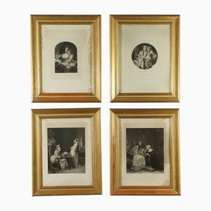 Figurative Scenes, 19th Century, Engravings, Framed, Set of 4-VMM-1156941