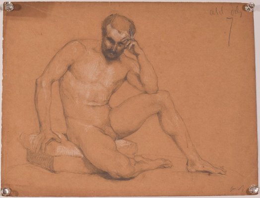 Figurative Sketches, 19th-Century, Pencil on Paper, Set of 8-AOI-1311597