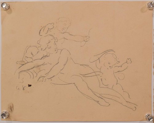 Figurative Sketches, 19th-Century, Pencil on Paper, Set of 8-AOI-1311597