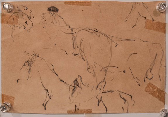 Figurative Sketches, 19th-Century, Pencil on Paper, Set of 8-AOI-1311597