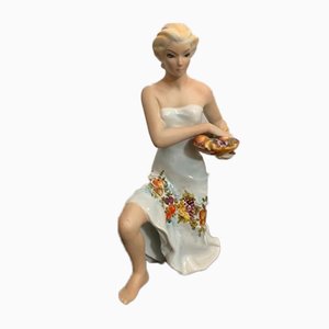 Figure of A Woman Carrying a Basket of Fruit by Favaro Cecchetto, 1950s-IJR-823824