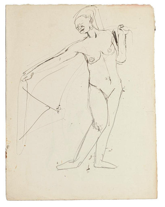 Figure - Original Pen and Pencil by Jeanne Daour - 20th Century 20th Century