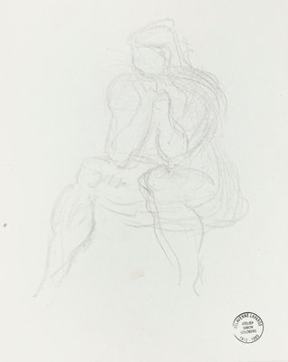 Figure - Original Pencil Drawing by S. Goldberg - Mid 20th Century Mid 20th Century-ZCI-759150