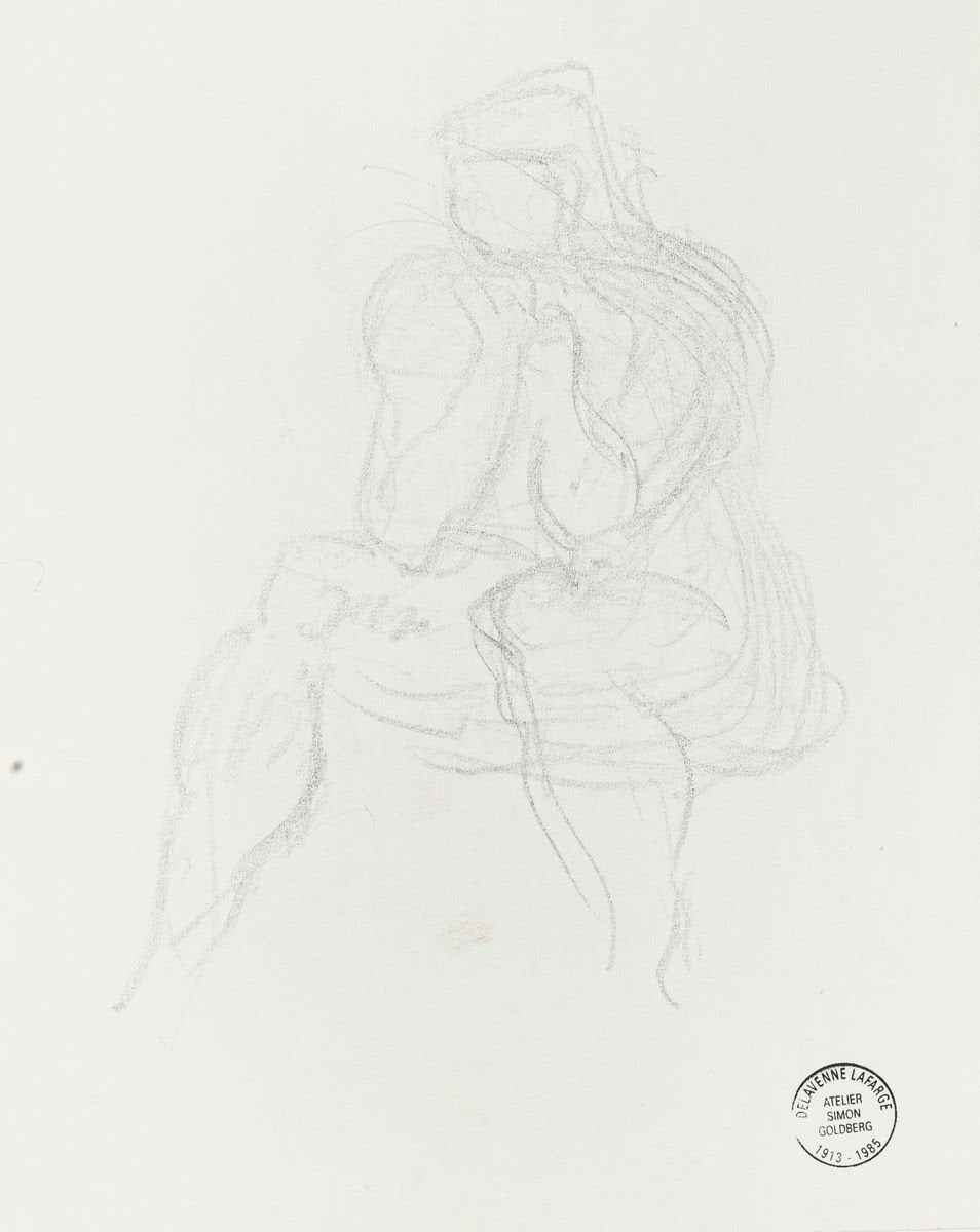 Figure - Original Pencil Drawing by S. Goldberg - Mid 20th Century Mid 20th Century