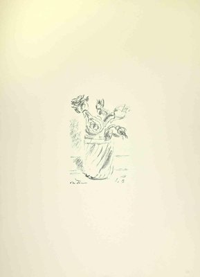 Filippo De Pisis, Rose in a Glass, Lithograph, 1968-ZCI-2032744