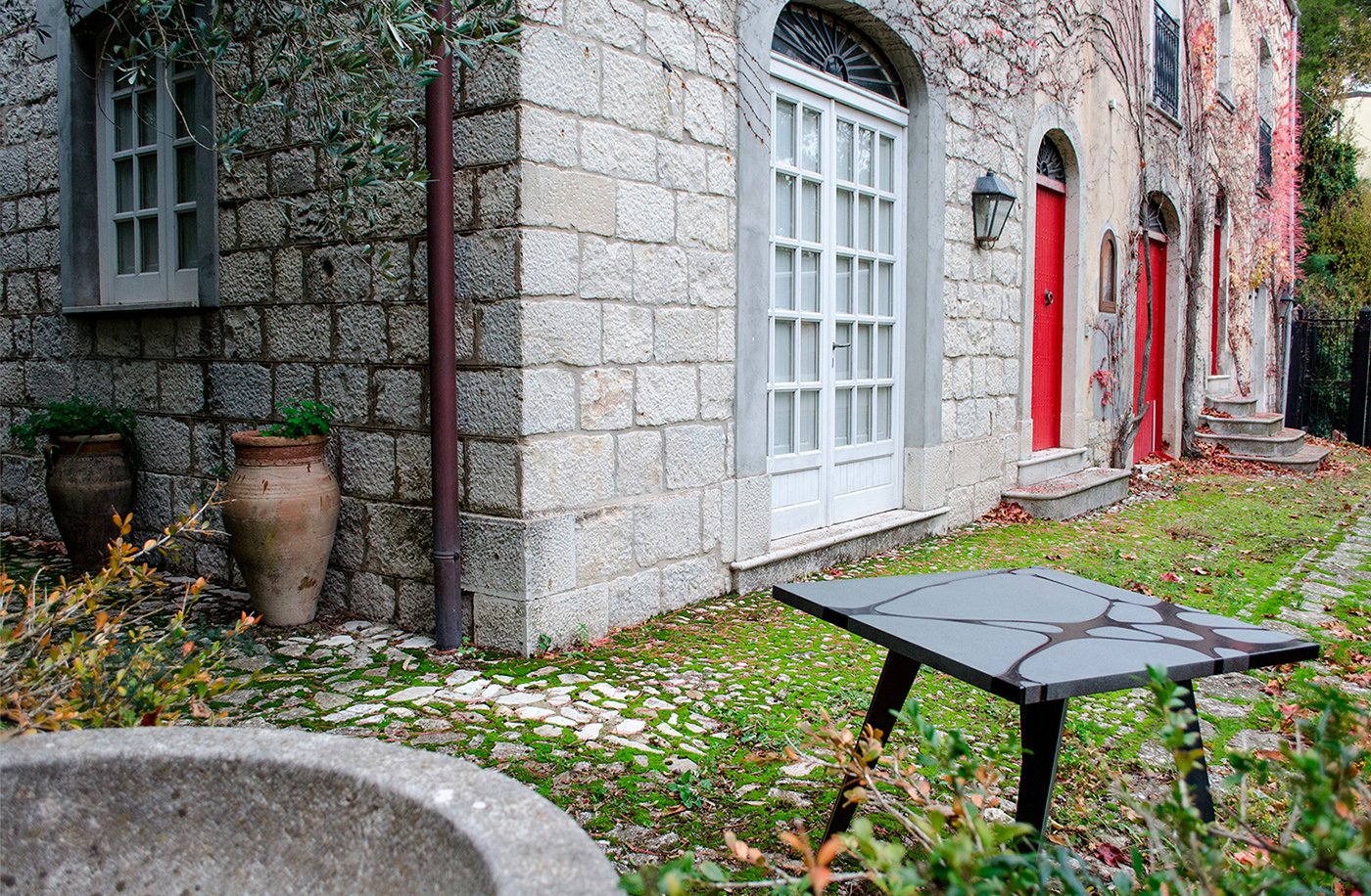 Filodifumo Outdoor Table in Lava Stone and Steel by Riccardo Scibetta & Sonia Giambrone for MYOP