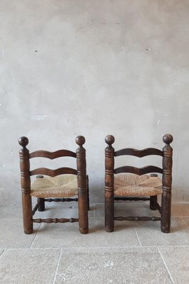 Finca Style Chairs with Wicker Upholstery by Charles Dudouyt, 1940s, Set of 2-TDA-1376451