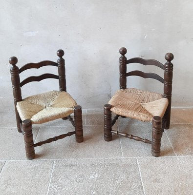 Finca Style Chairs with Wicker Upholstery by Charles Dudouyt, 1940s, Set of 2-TDA-1376451