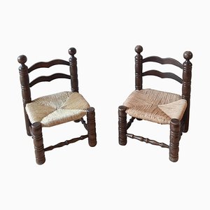 Finca Style Chairs with Wicker Upholstery by Charles Dudouyt, 1940s, Set of 2-TDA-1376451