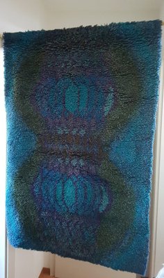 Finnish Blue Wool Kistika Tapestry Rug by Terttu Tomero, 1960s