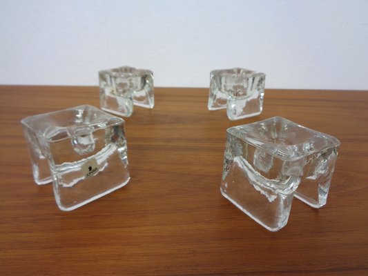 Finnish Ice Glass Candlesticks by Timo Sarpaneva for Juhava, 1970s, Set of 4-RDW-1730010